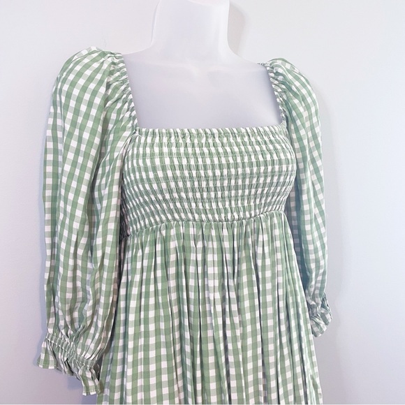Anthropologie Faithfull the Brand Brisa Midi Dress Green Gingham XS - Picture 2 of 6